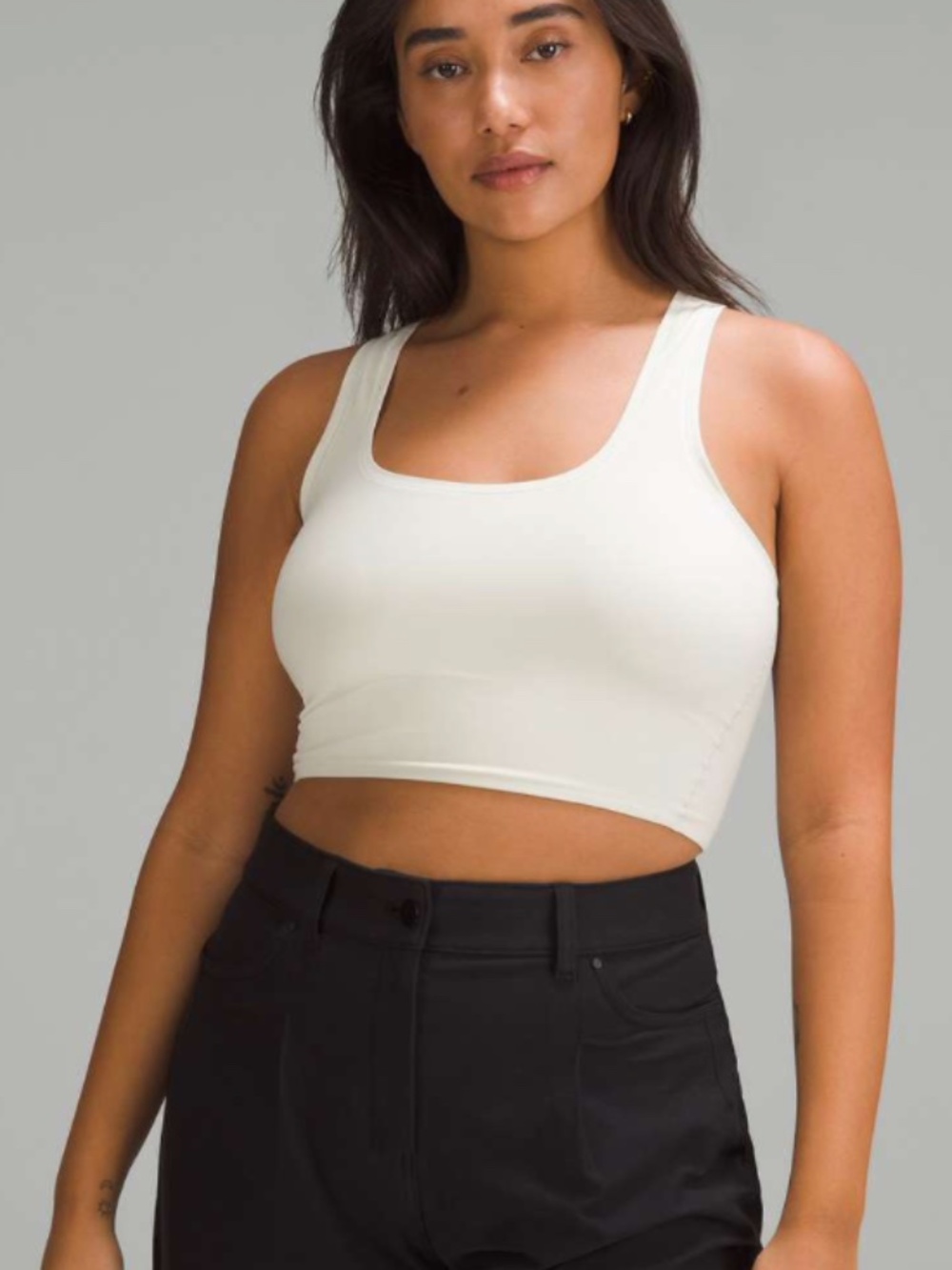 Lululemon Wundermost Ultra-Soft Nulu Scoop-Neck Cropped Tank Bone sz L